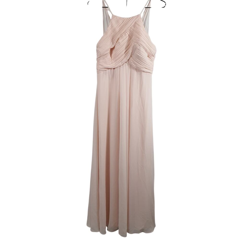 Levkoff Elegant Petal Pink Halter Chiffon A-Line Gown Size 8 - Picture 2 of 5
